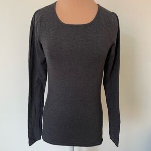 Minnie Rose Gray Stretch Cotton Round Neck Long Sleeve Sweater NWT XS H1937C12